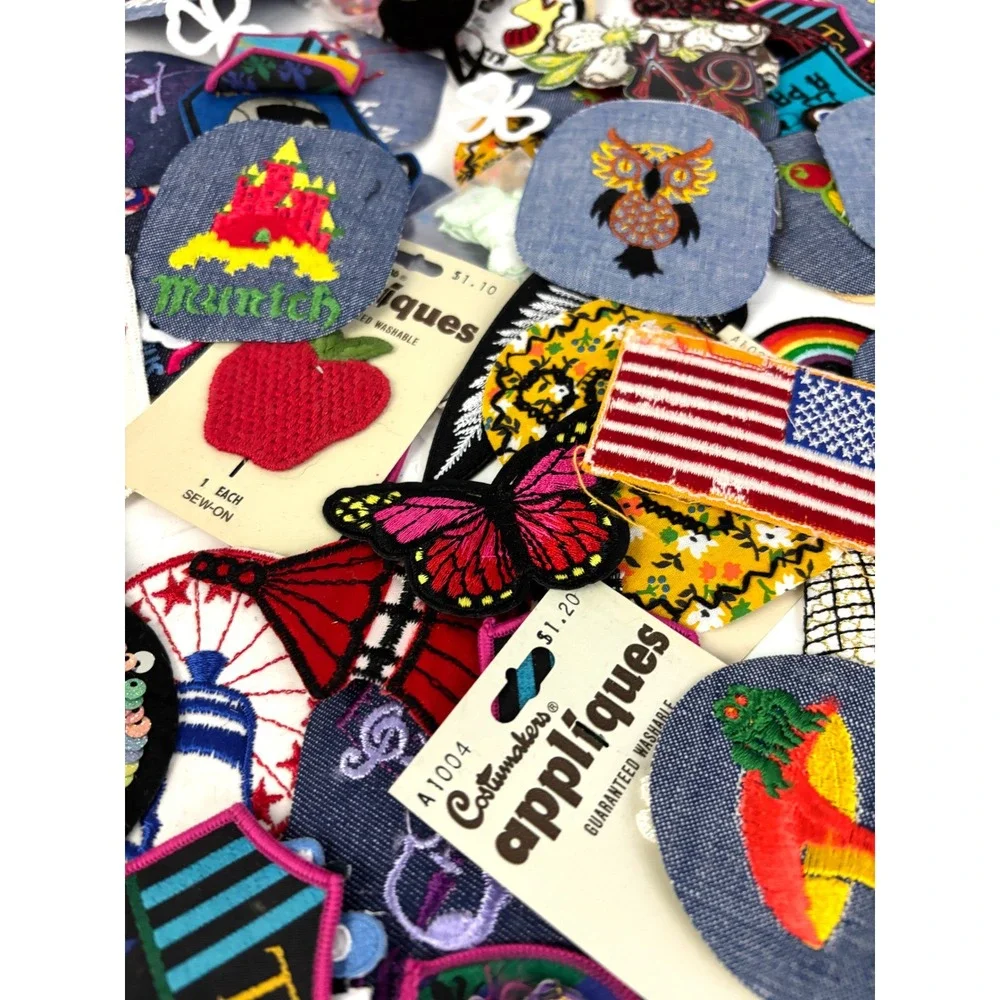150 Assorted Applique Patches Iron-On or Sew-On Mixed Sequin Craft Lot New‎